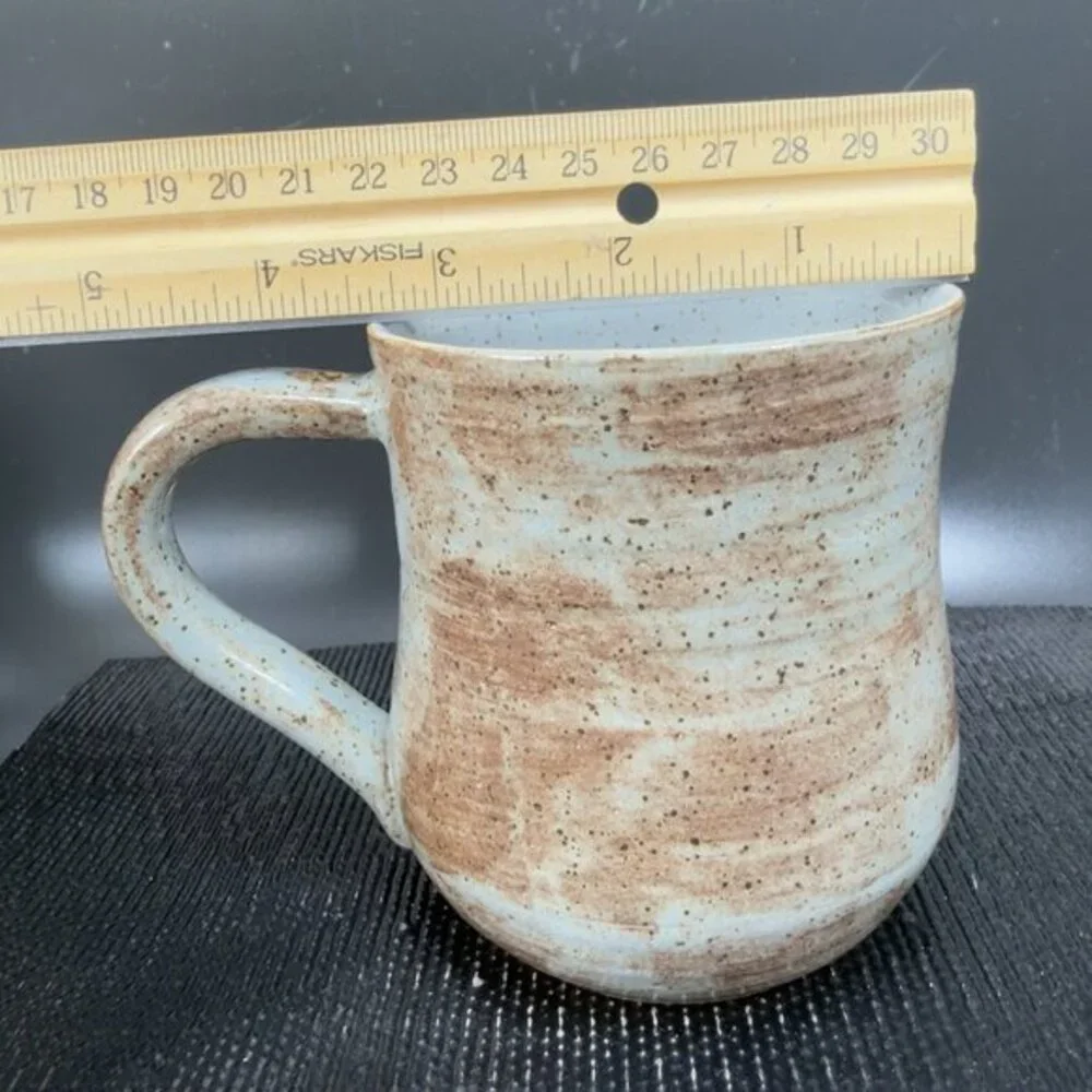 Vintage Hand Made USA Stoneware Pottery Coffee Mug Cup Artist Marked Speckled‎